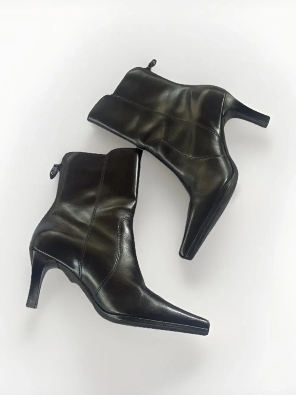 Vintage UNISA Kerry Zip Up Kitten Heel Boots Black Size 6.5 Brazil Pumps